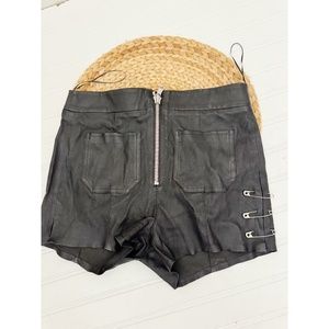 Black Leather Women Shorts
